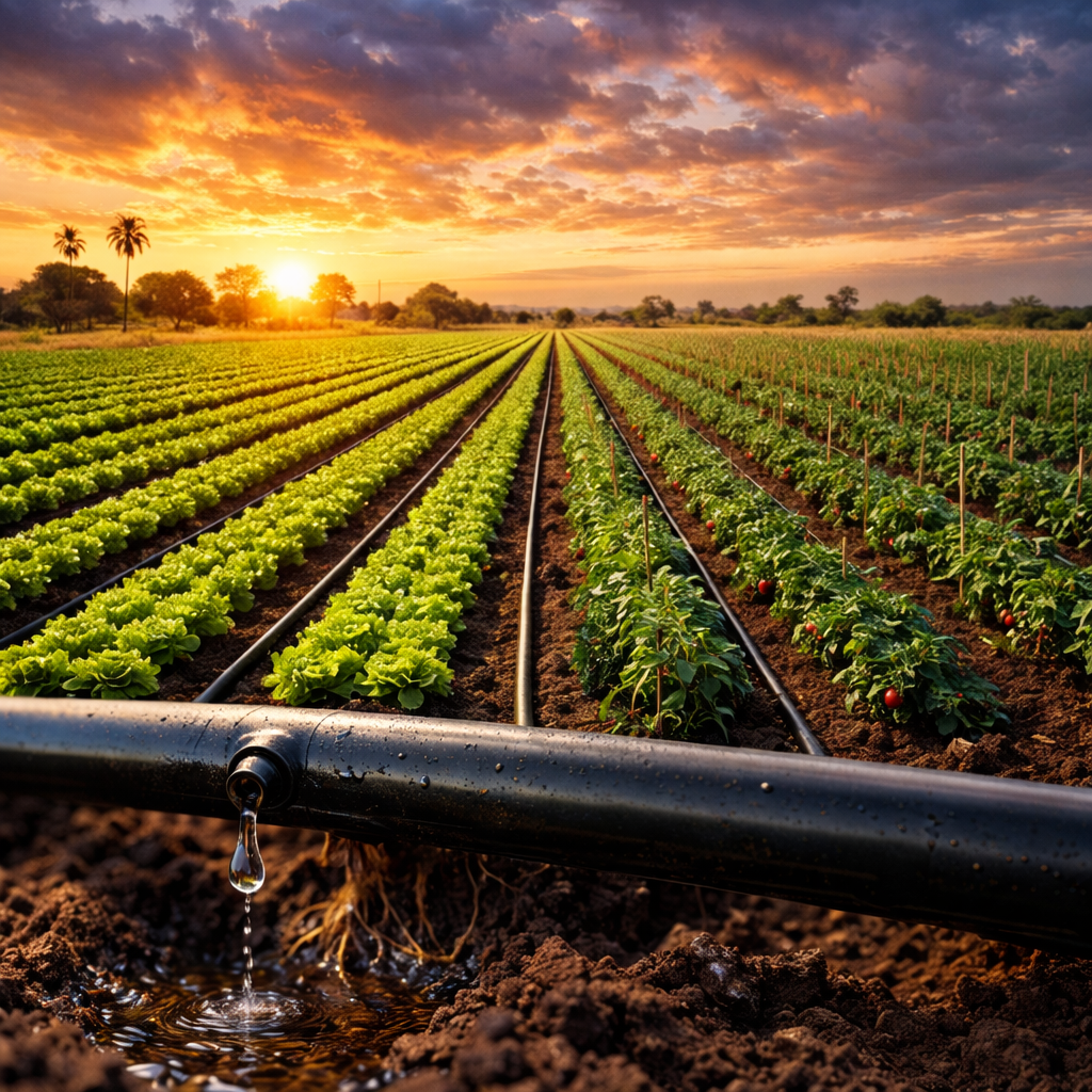 Irrigation en fonctionnement sur parcelle