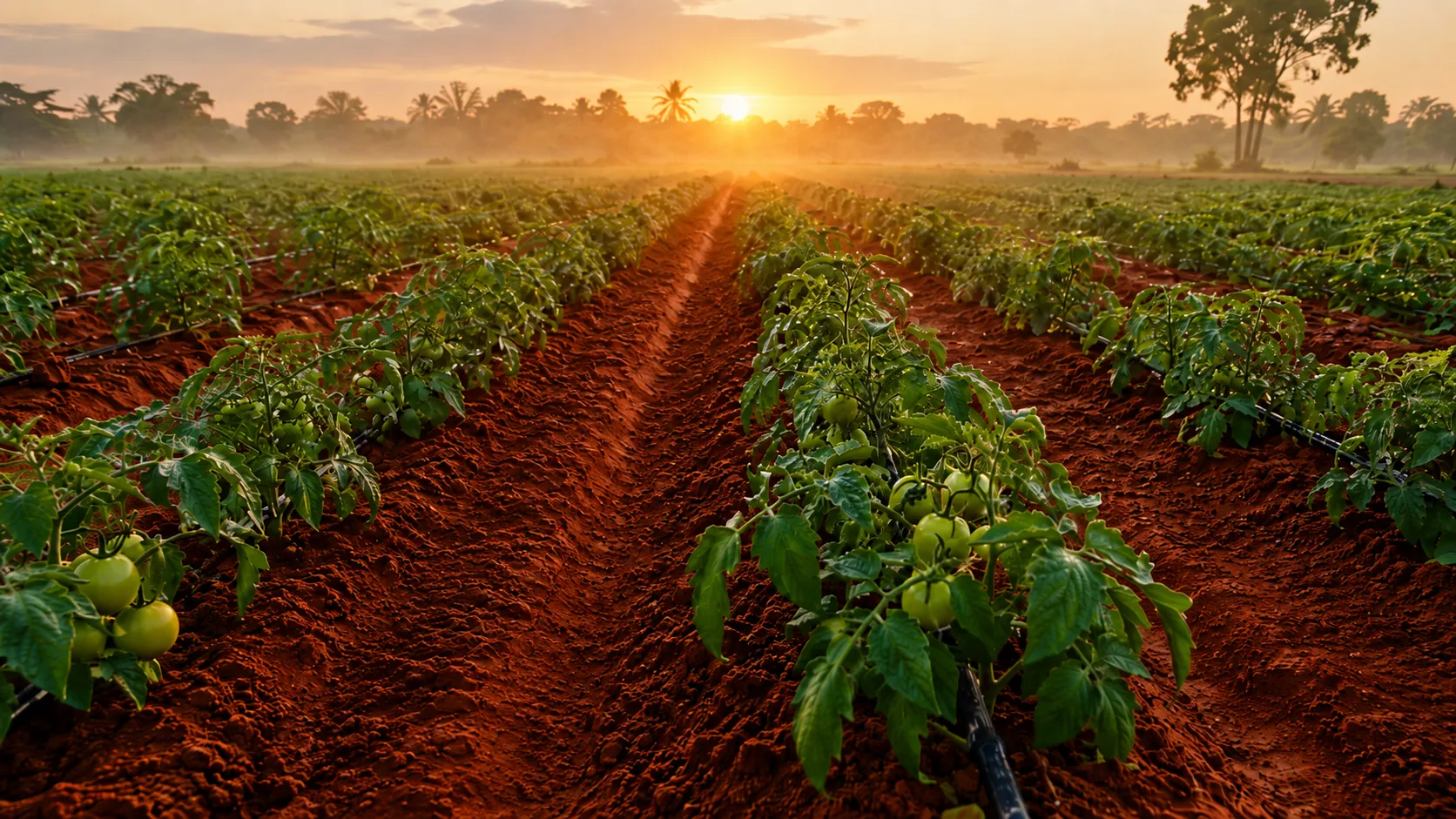 Champ irrigué en goutte-à-goutte par HYDRAUCI en Côte d'Ivoire