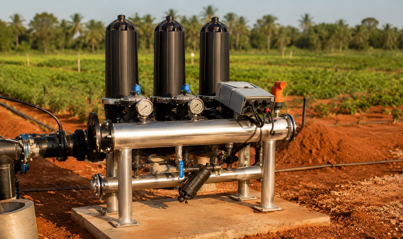 Station de filtration pour irrigation goutte-à-goutte