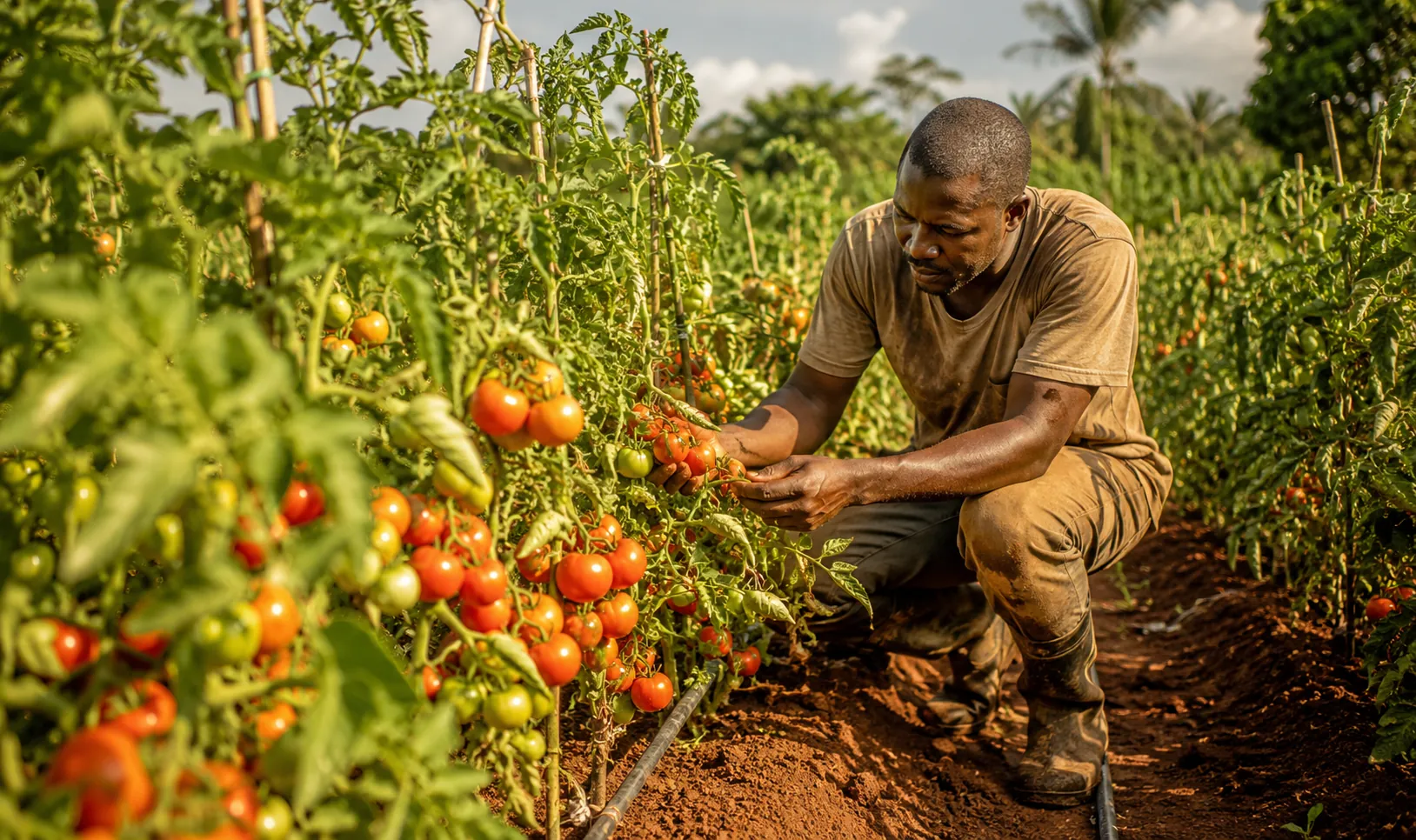 Cultures maraîchères irriguées au goutte-à-goutte en Côte d Ivoire